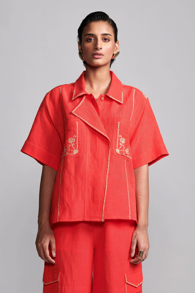 EMBROIDERED LINEN SHIRT - dash and dot dash and dot