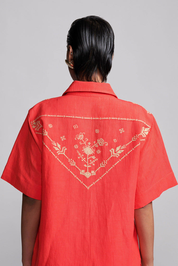 EMBROIDERED LINEN SHIRT - dash and dot dash and dot