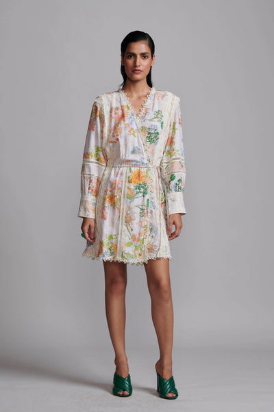 LACE LINEN WRAP DRESS - dash and dot