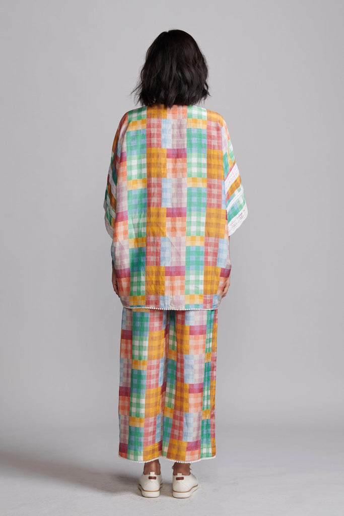 MULTICOLOUR CHECK AND LACE SET - dash and dot dash and dot