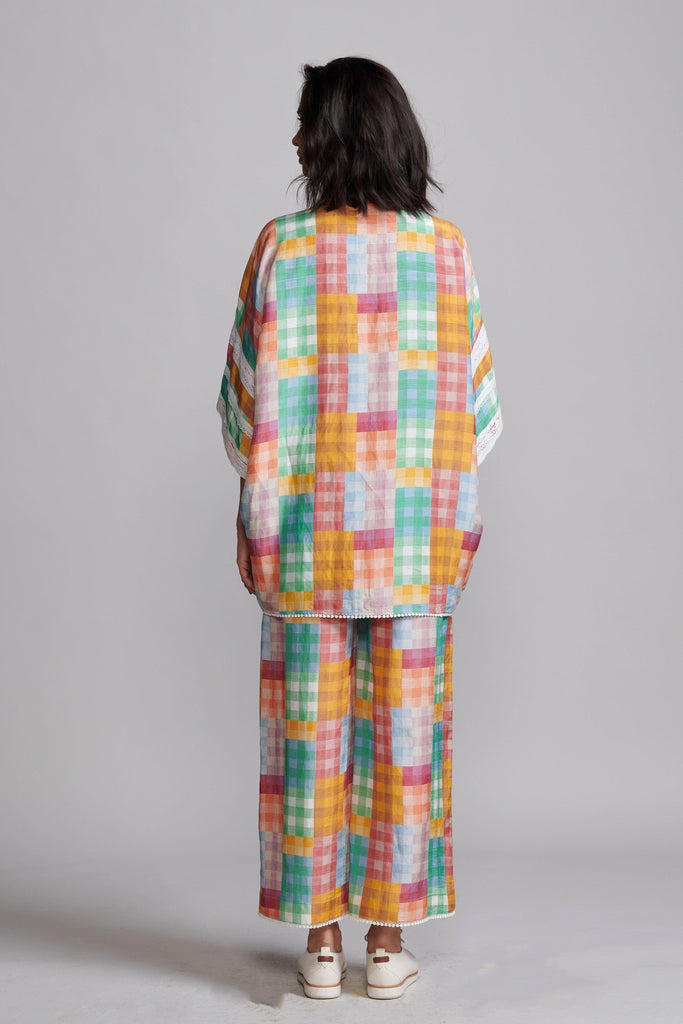 MULTICOLOUR CHECK AND LACE PANT - dash and dot dash and dot