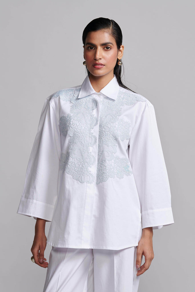 LACE APPLIQUE SHIRT - dash and dot dash and dot