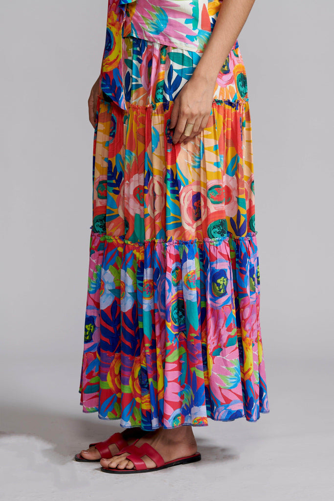 TIERED FLORAL SKIRT - dash and dot dash and dot