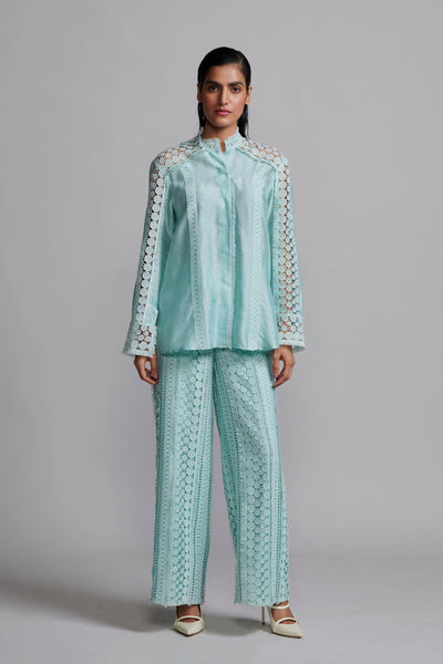 MINT BLUE LACE TOP - dash and dot