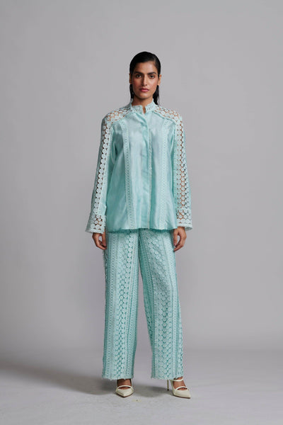 MINT BLUE LACE PANT - dash and dot