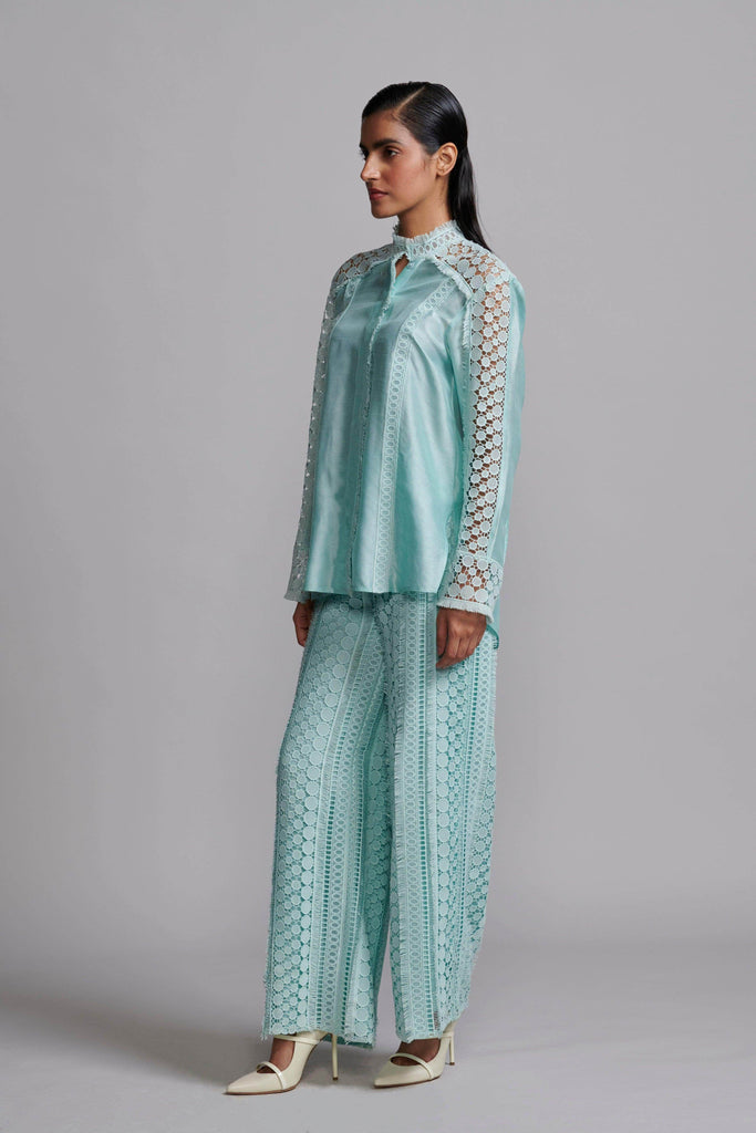 MINT BLUE LACE TOP - dash and dot dash and dot