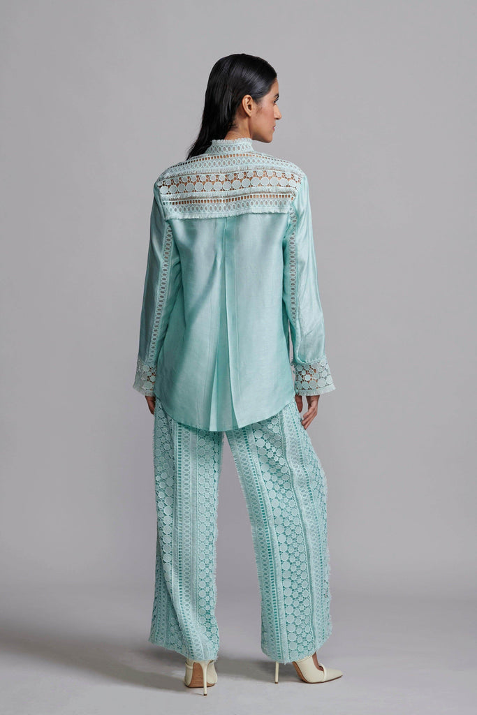 MINT BLUE LACE TOP - dash and dot dash and dot