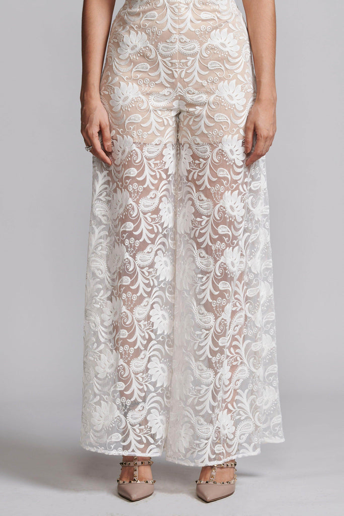 IVORY EMBROIDERED PANT - dash and dot dash and dot