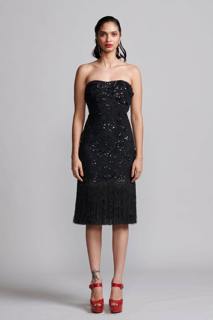 SEQUIN LACE FRINGE HEM DRESS - dash and dot dash and dot