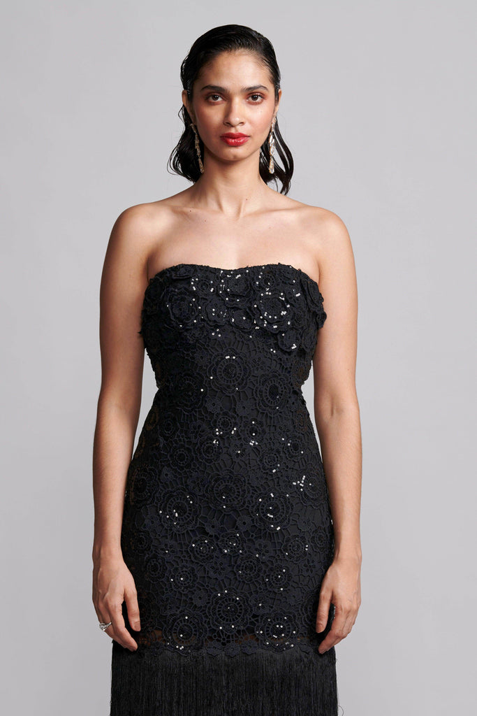 SEQUIN LACE FRINGE HEM DRESS - dash and dot dash and dot