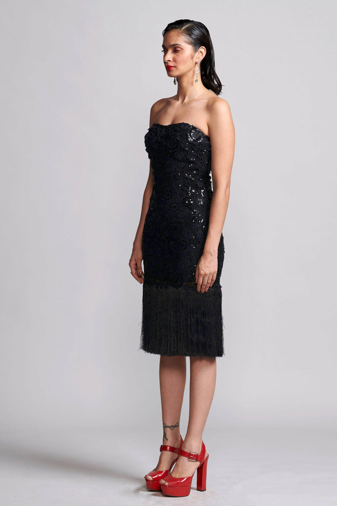 SEQUIN LACE FRINGE HEM DRESS - dash and dot dash and dot