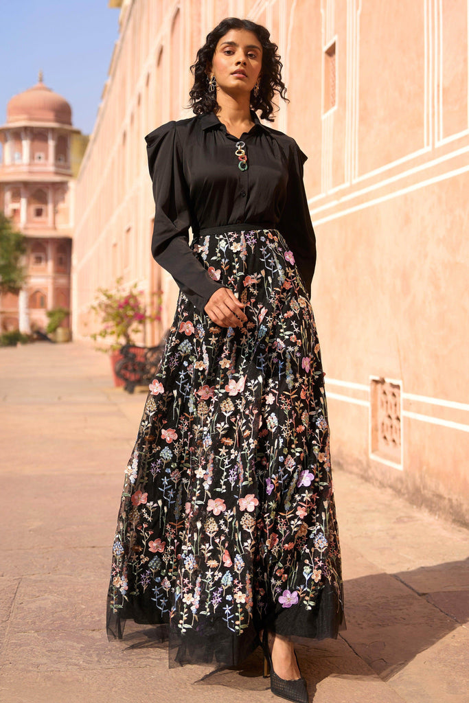 3D FLORAL MAXI SKIRT - dash and dot dash and dot