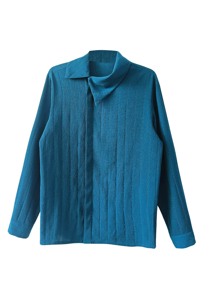 TEAL COWL COLLAR SHIRT - dash and dot dash and dot
