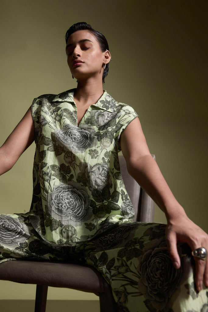 FLORAL LINEN SLEEVELESS SET - dash and dot dash and dot