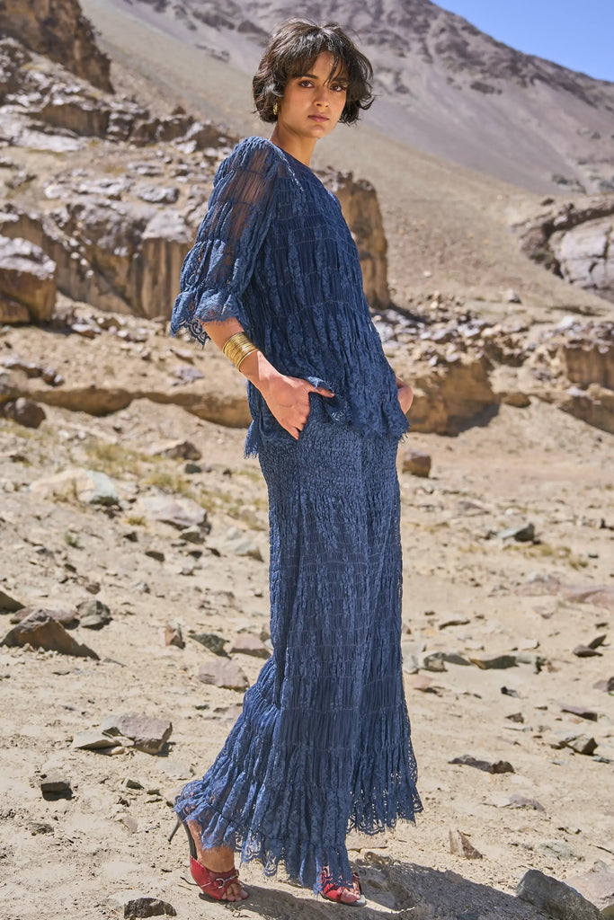 ALLOVER RUCHED LACE TOP dash and dot