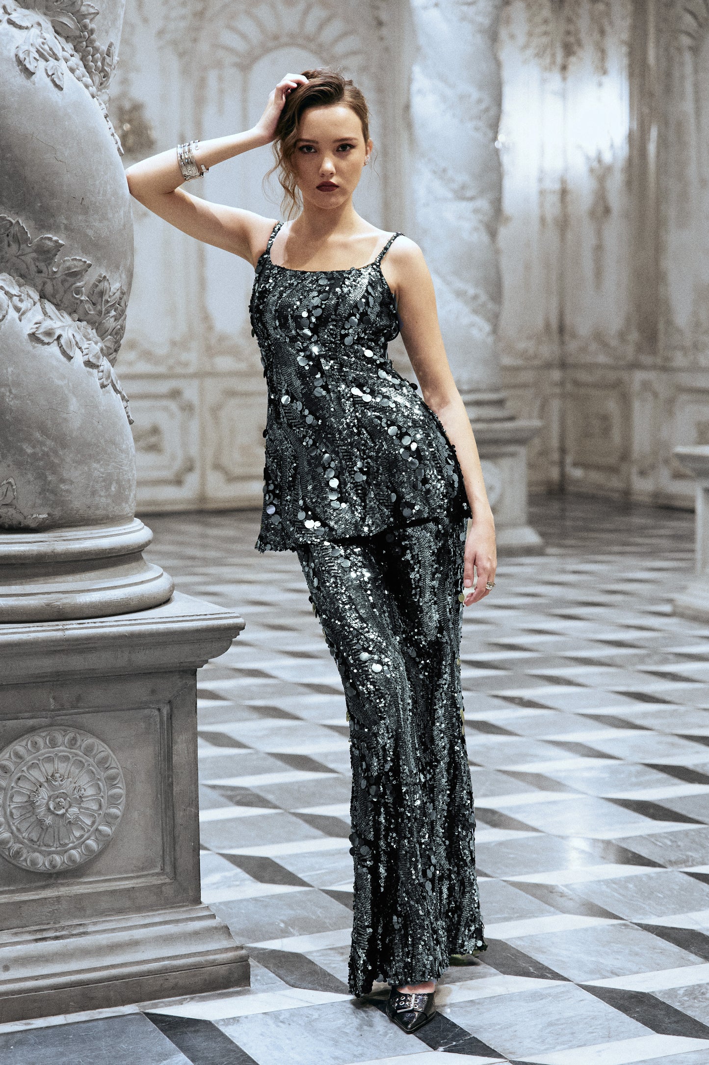 PAILLETTE PEPLUM TOP