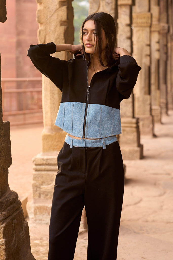 DENIM BLOCKED JOGGER SET - dash and dot dash and dot