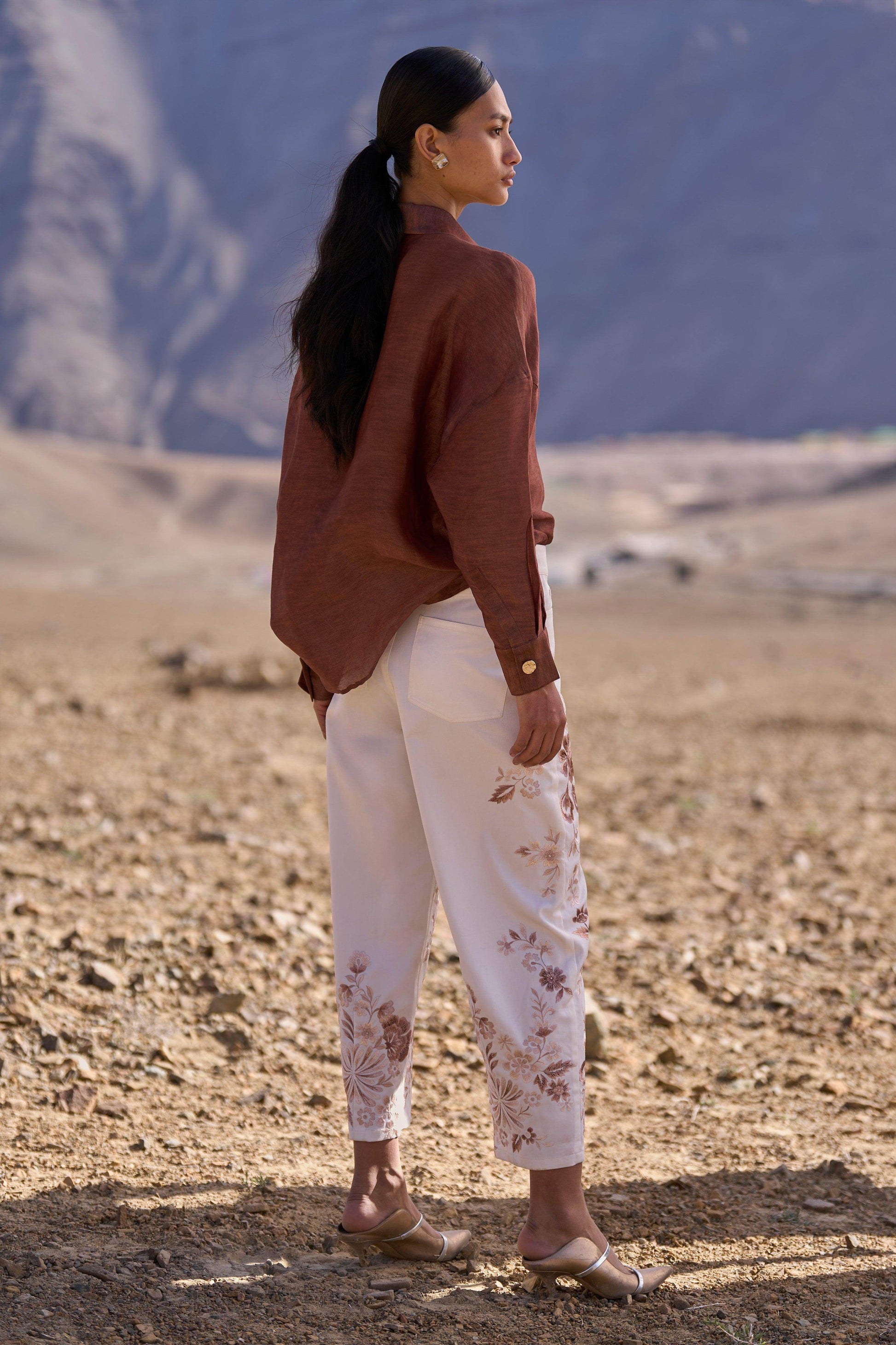 EMBROIDERED BARREL PANT - dash and dot