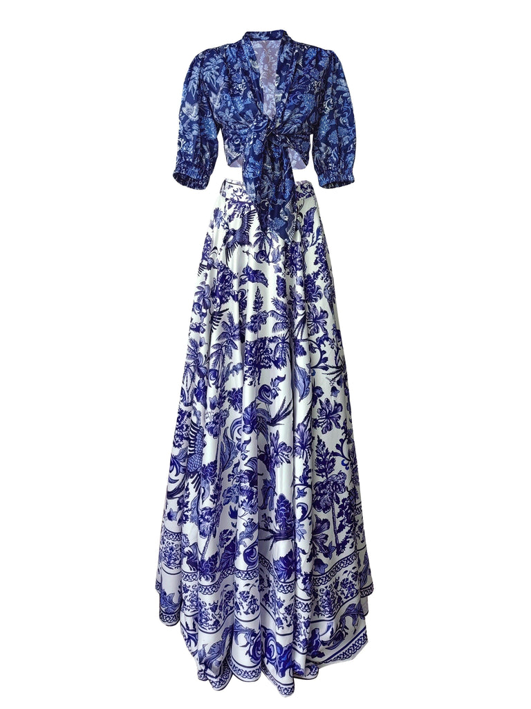 PORCELAIN PRINT TIE TOP - dash and dot dash and dot