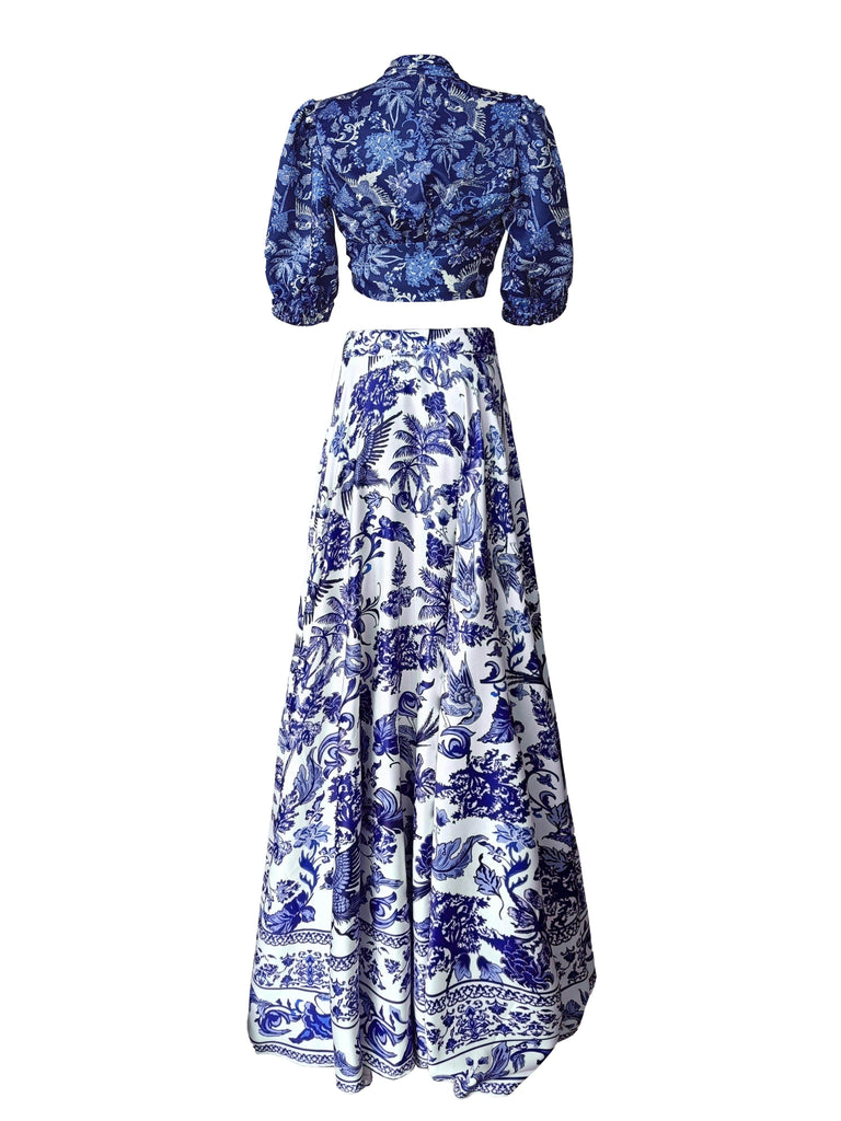 PORCELAIN PRINT TIE TOP - dash and dot dash and dot