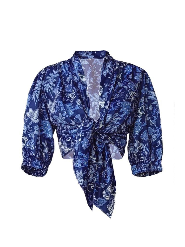 PORCELAIN PRINT TIE TOP - dash and dot dash and dot