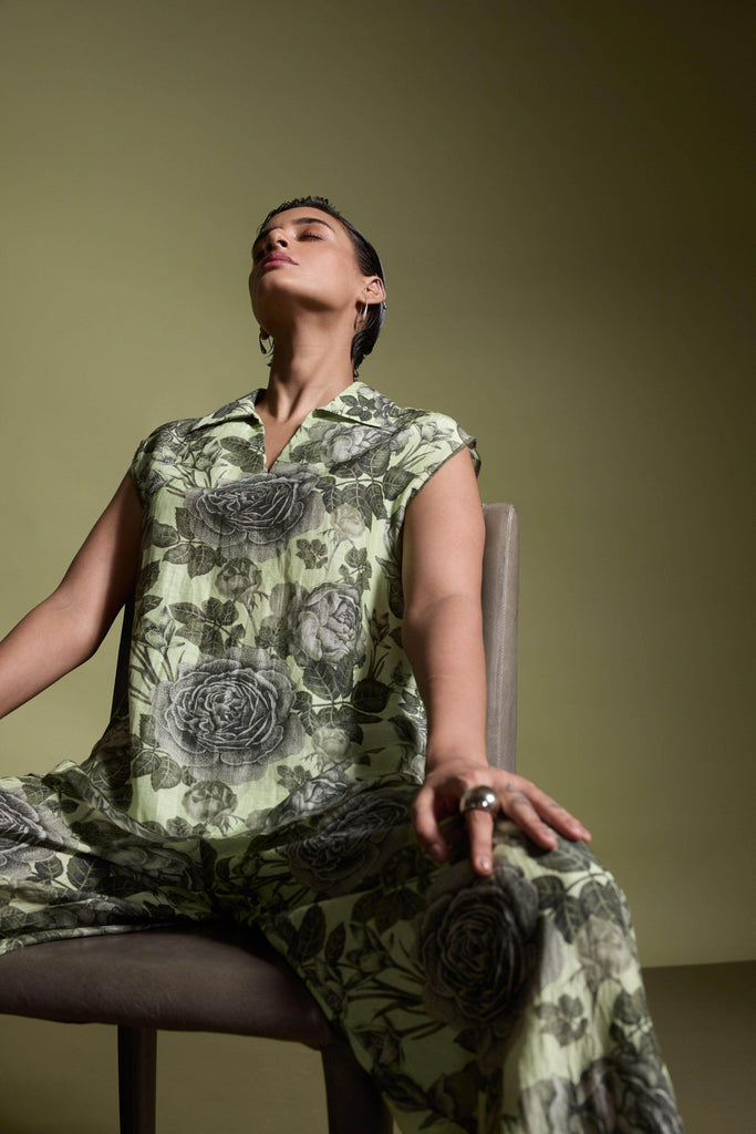 FLORAL LINEN SLEEVELESS SET - dash and dot dash and dot