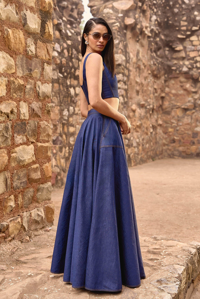 DENIM CORSET AND MAXI SKIRT SET - dash and dot dash and dot