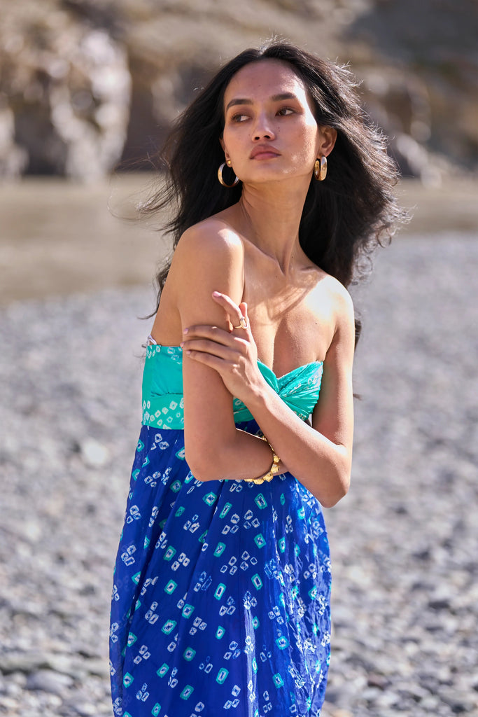 BANDHANI DRAPED DRESS dash and dot