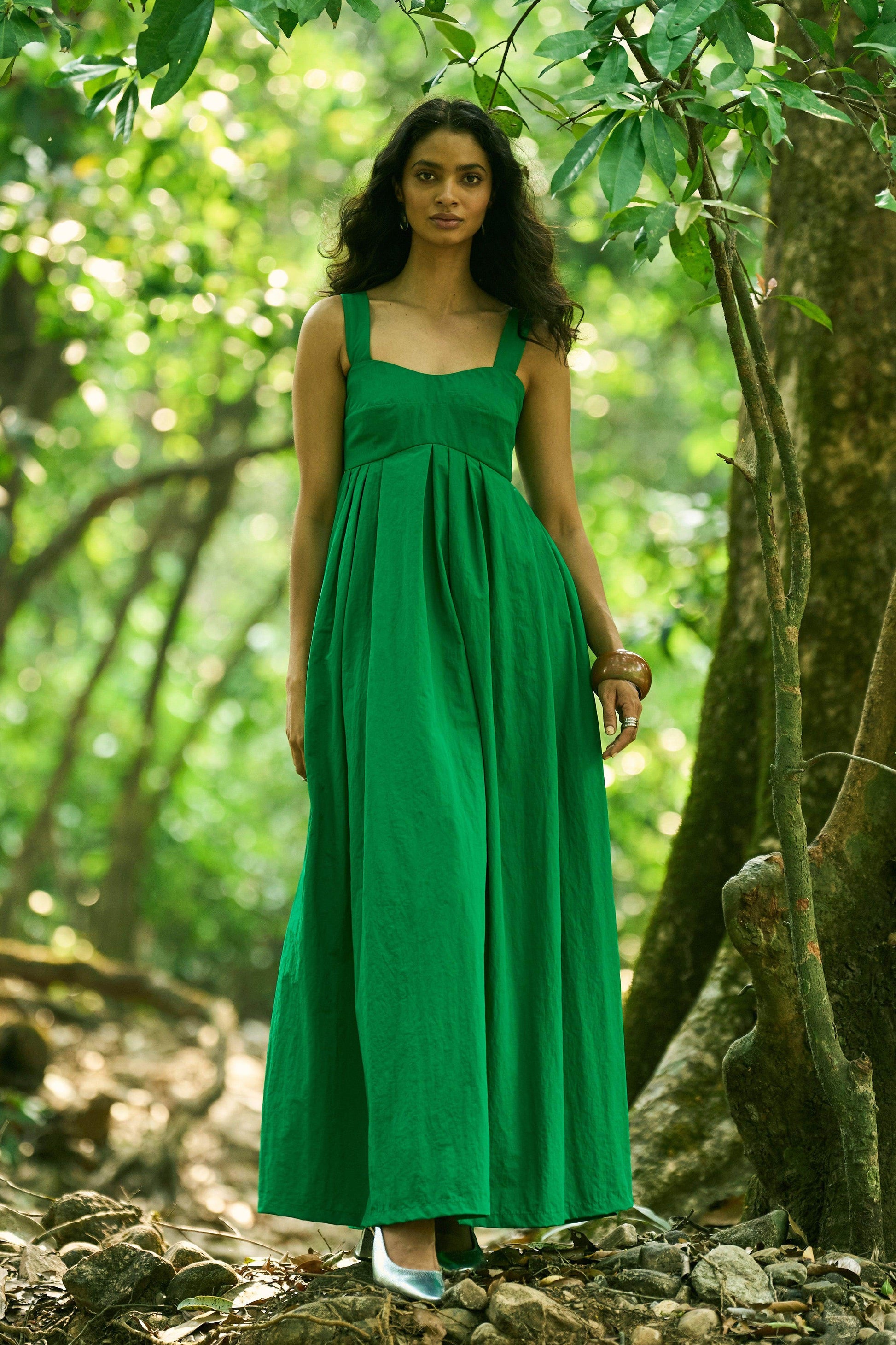 GREEN FLARED GOWN - dash and dot