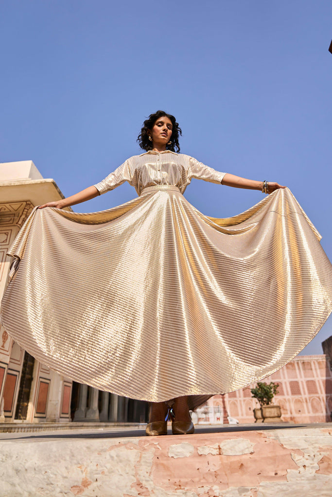 TEXTURED LAMÉ MAXI SKIRT - dash and dot dash and dot