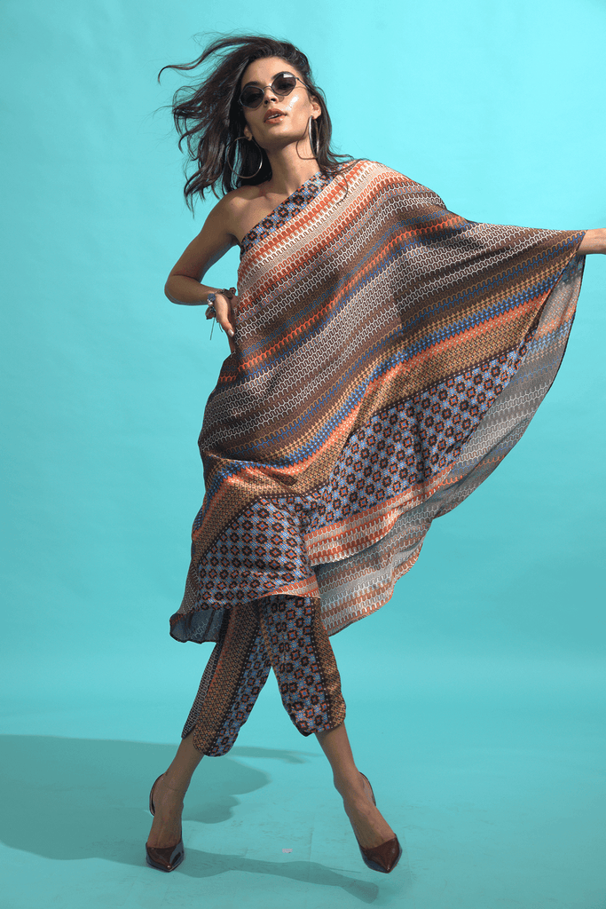 ONE SHOULDER PRINTED SET - dash and dot dash and dot