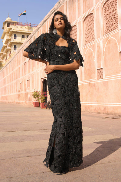 METALLIC LACE GOWN AND CAPE - dash and dot