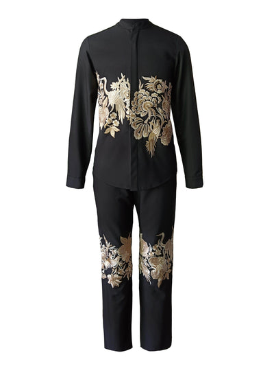 PLACEMENT EMBROIDERED FULL SLEEVE SET - dash and dot