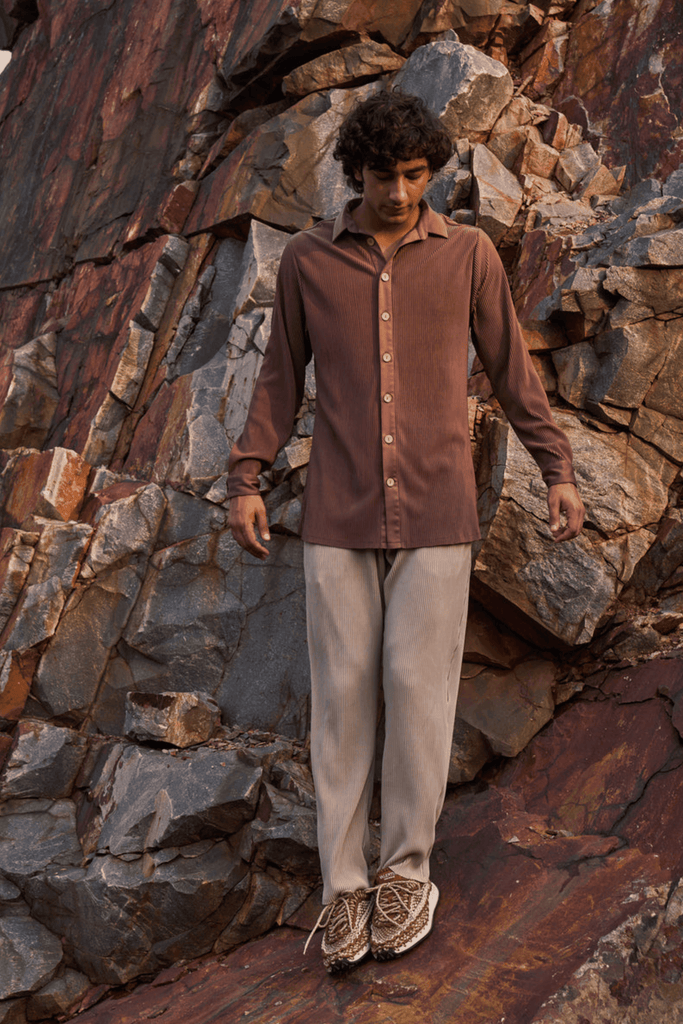 BEIGE PLEATED PANT - dash and dot dash and dot