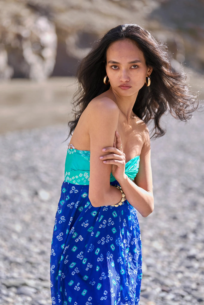 BANDHANI DRAPED DRESS dash and dot