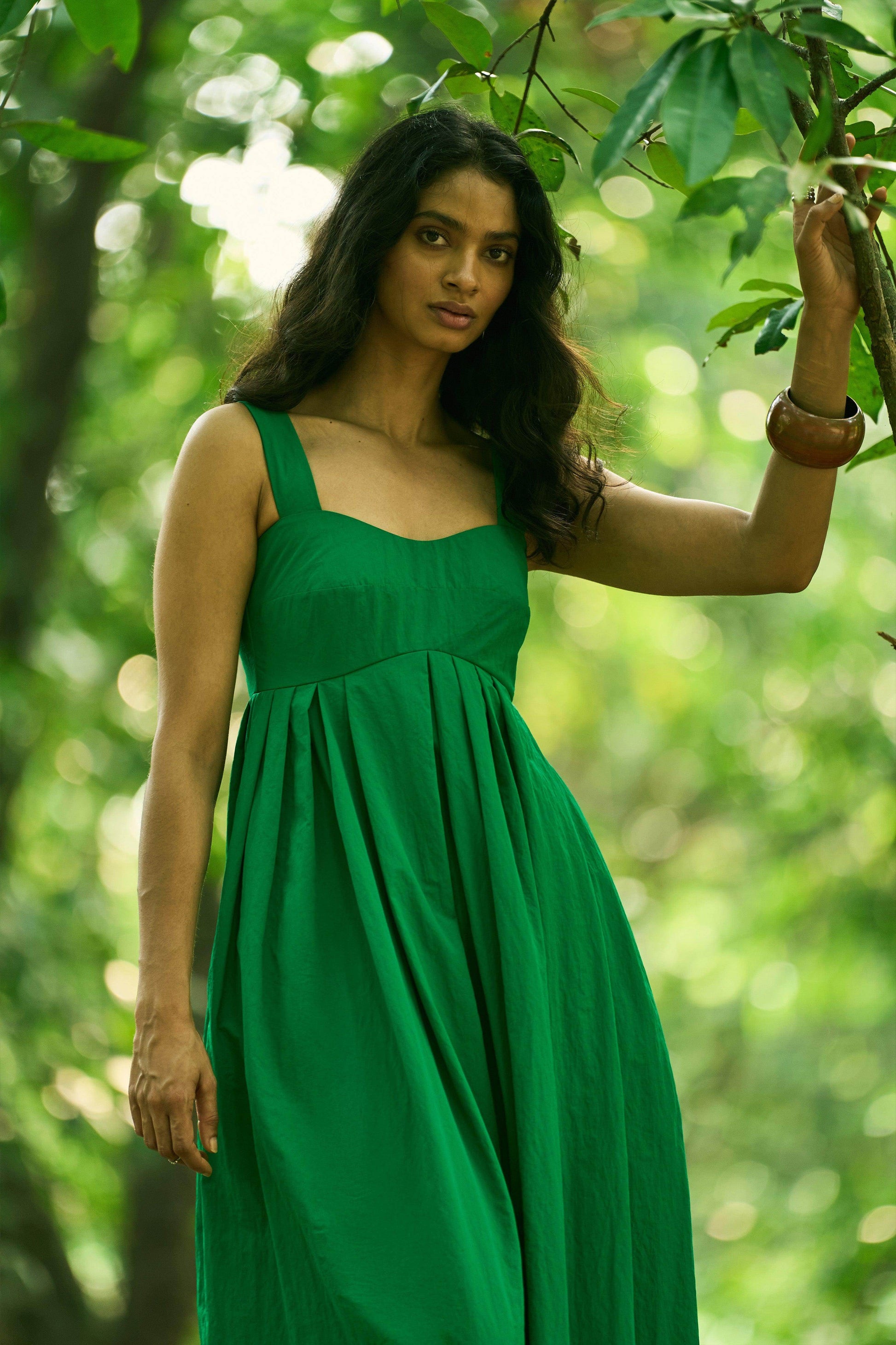 GREEN FLARED GOWN - dash and dot