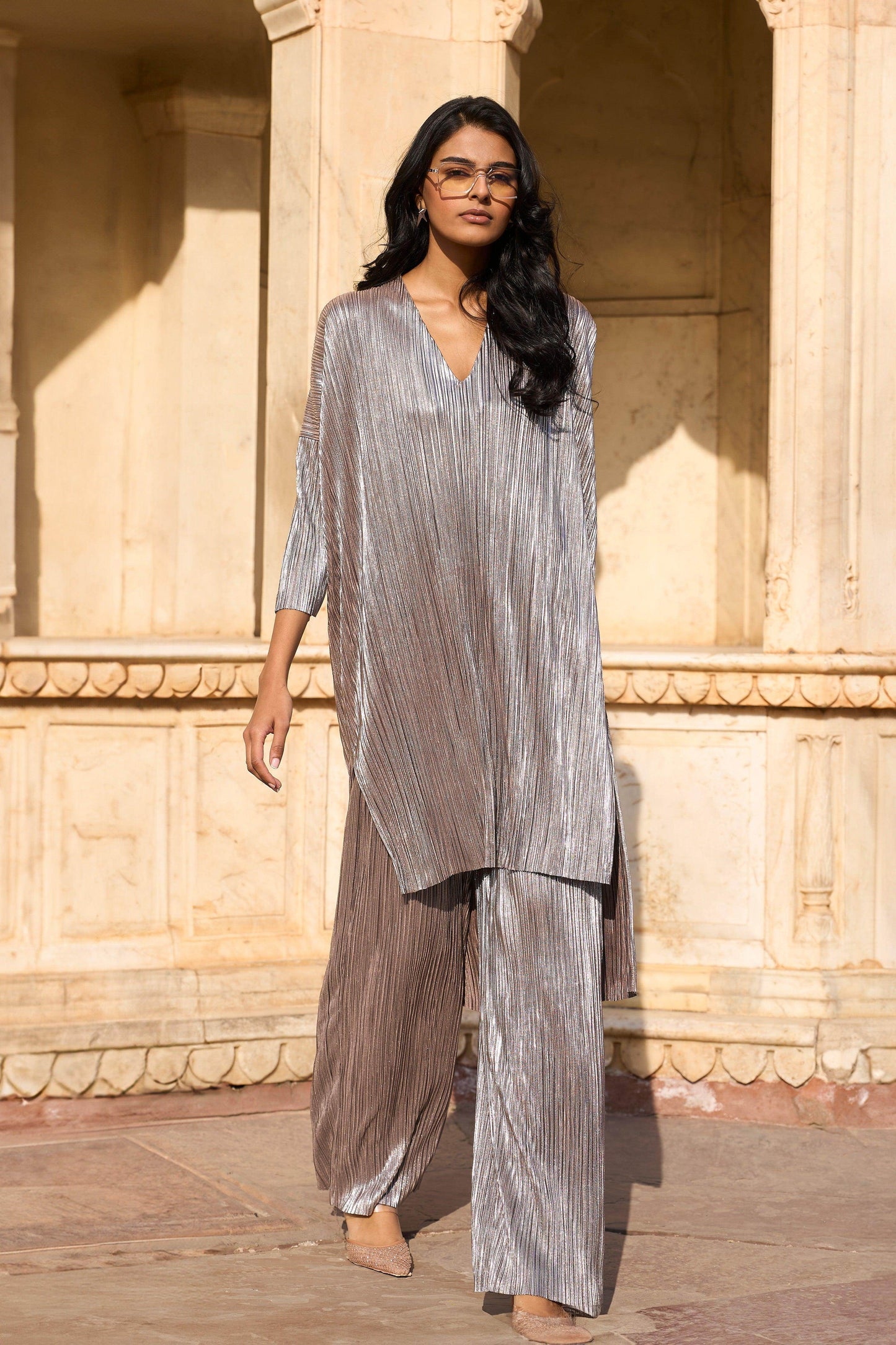 PLEATED LAMÉ SET - dash and dot