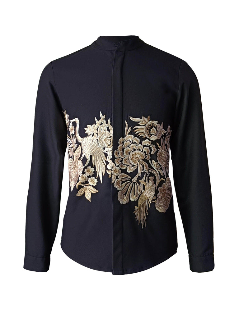 PLACEMENT EMBROIDERED FULL SLEEVE SHIRT - dash and dot dash and dot