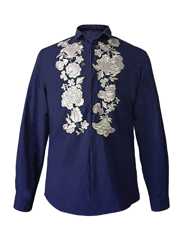 EMBROIDERED BLUE SHIRT - dash and dot dash and dot