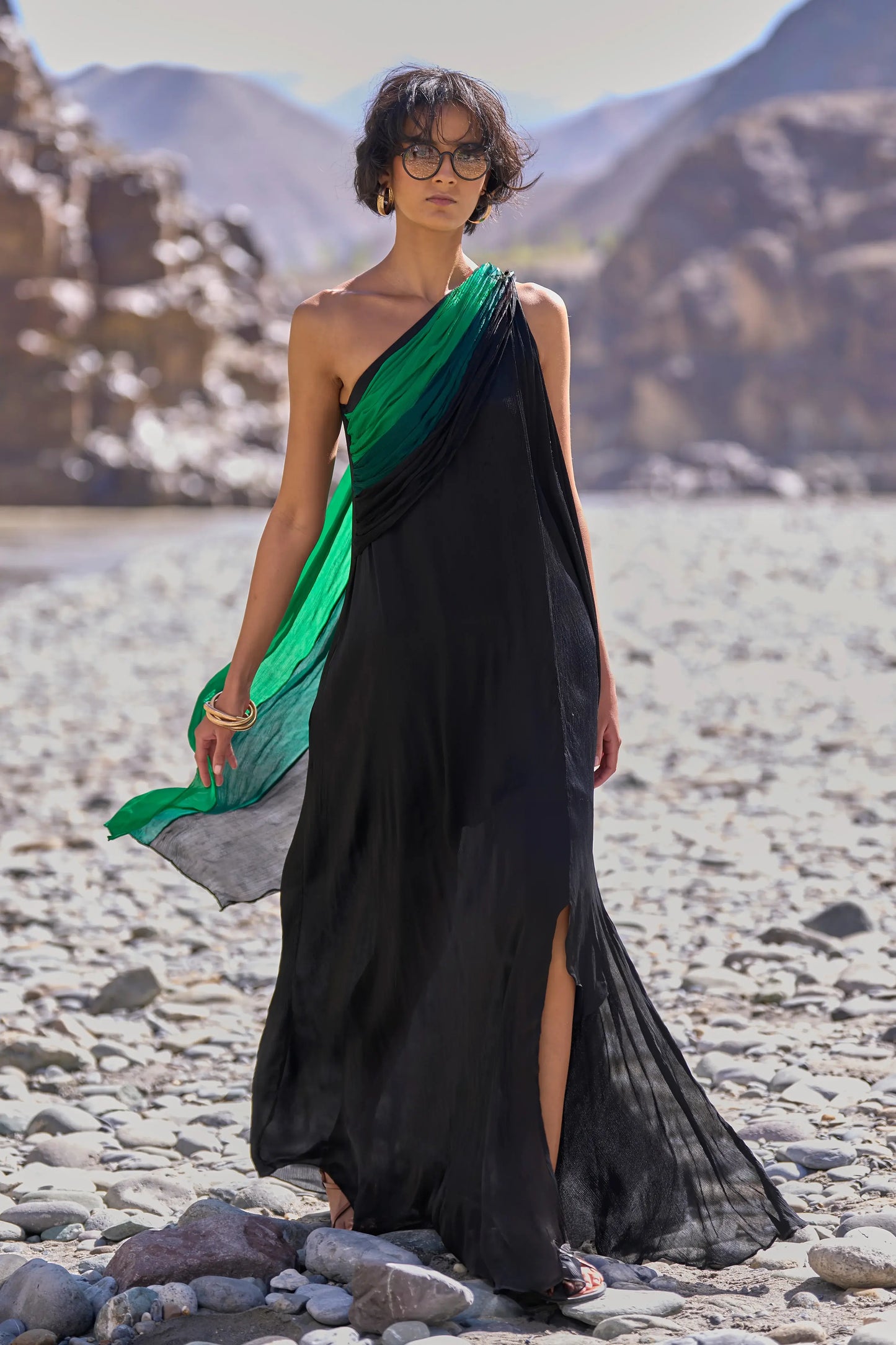 OMBRÉ DRAPED SARI GOWN