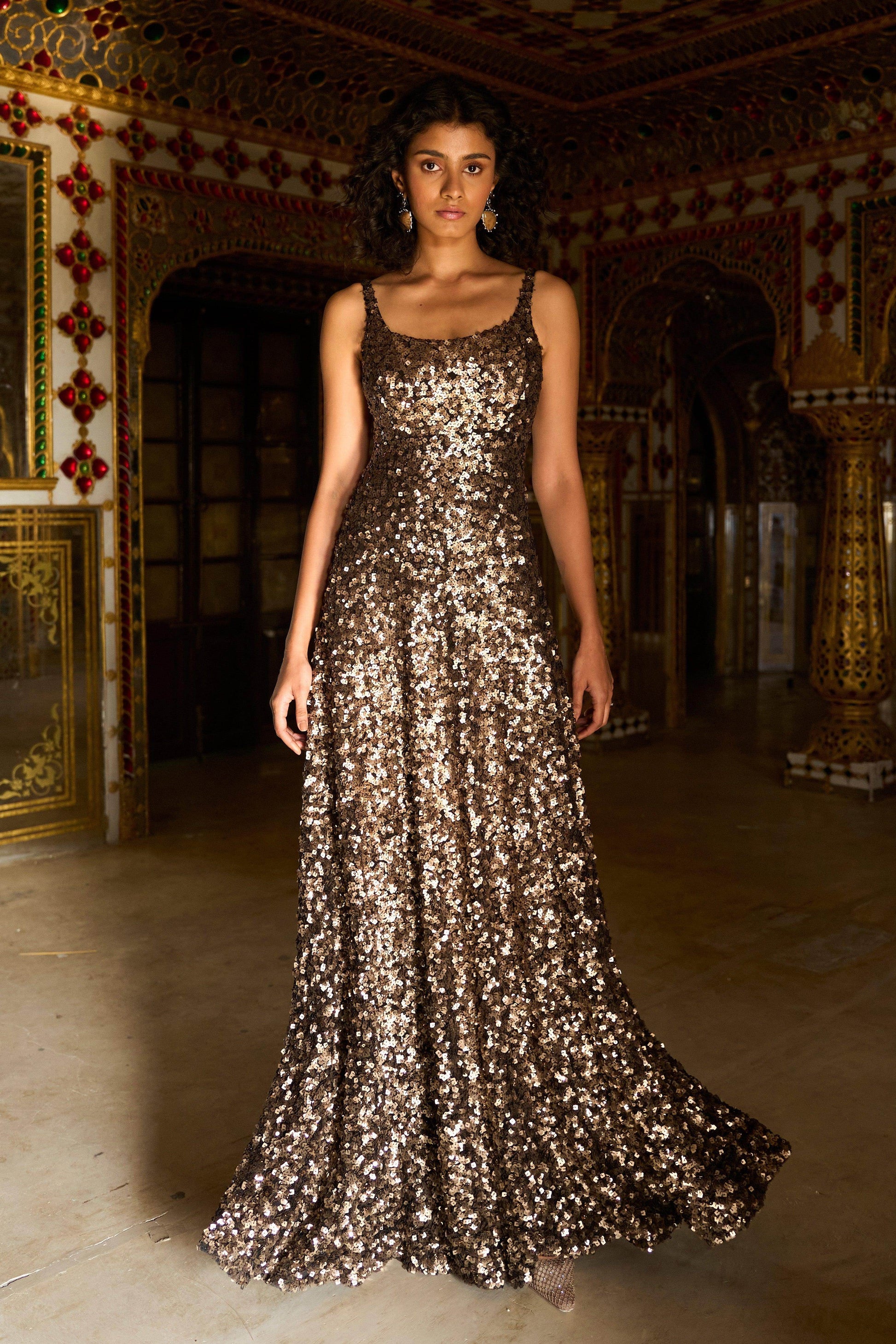 GOLD SEQUIN GOWN - dash and dot
