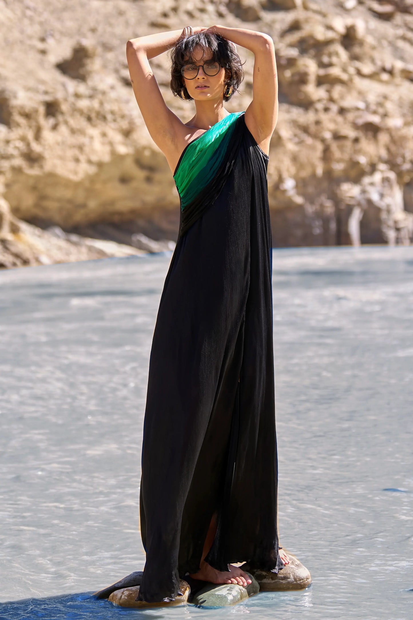 OMBRÉ DRAPED SARI GOWN