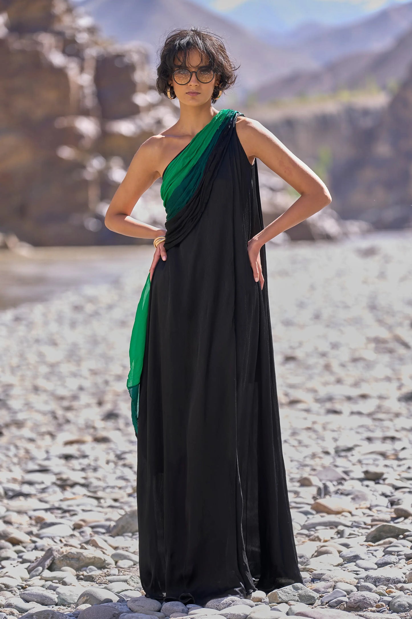 OMBRÉ DRAPED SARI GOWN