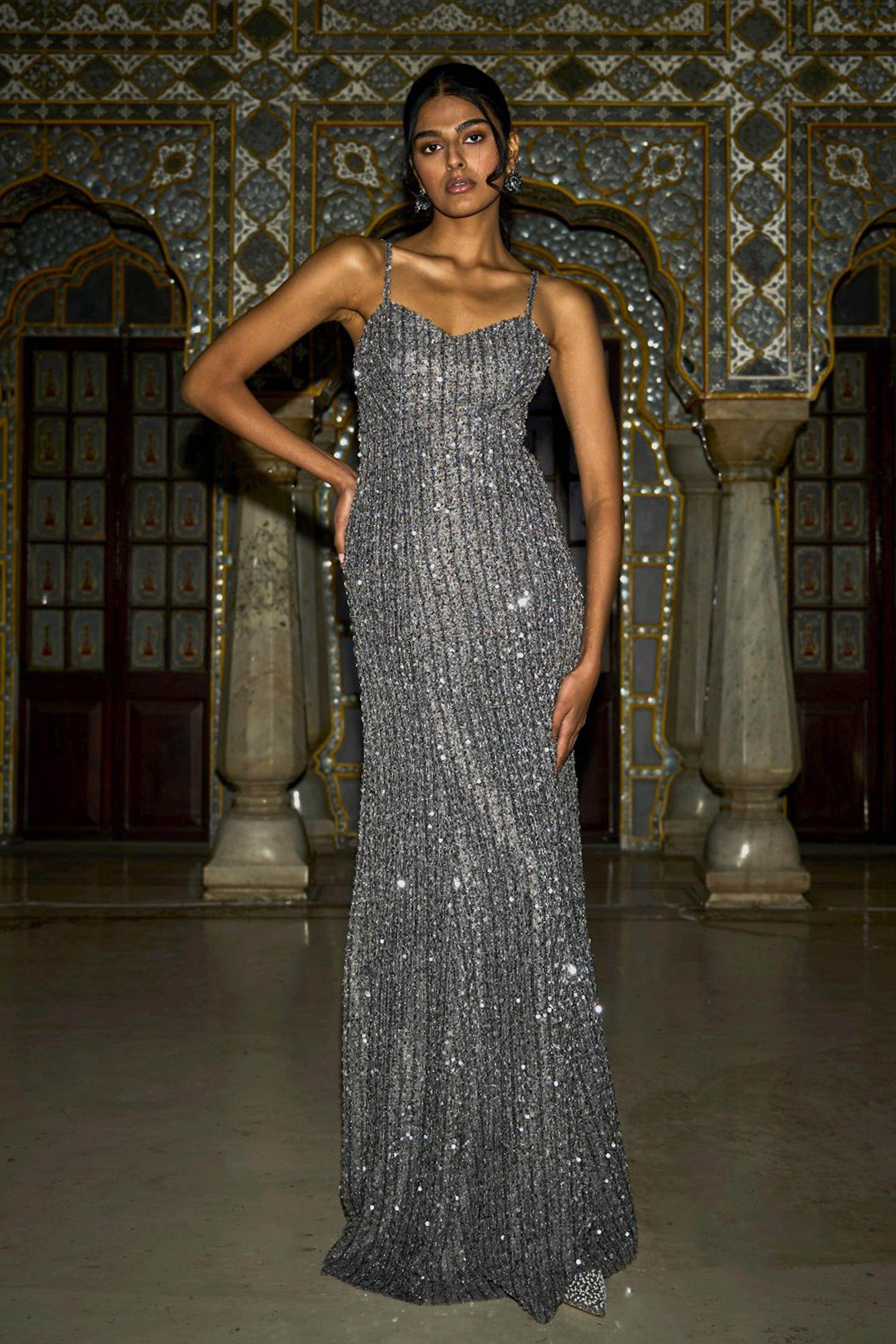 SEQUIN TEXTURED GOWN - dash and dot