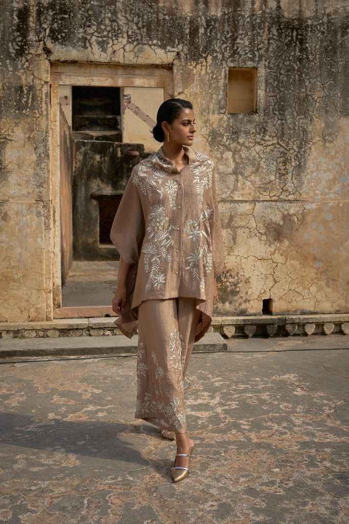 EMBROIDERED CAPE TOP & WIDE LEGGED PANT - dash and dot dash and dot