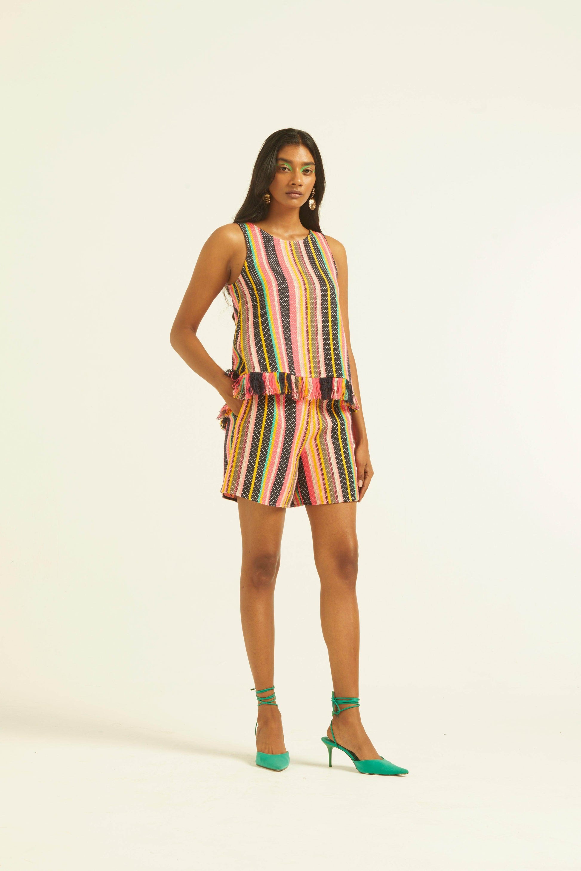 SLEEVELESS MULTI STRIPE TOP - dash and dot