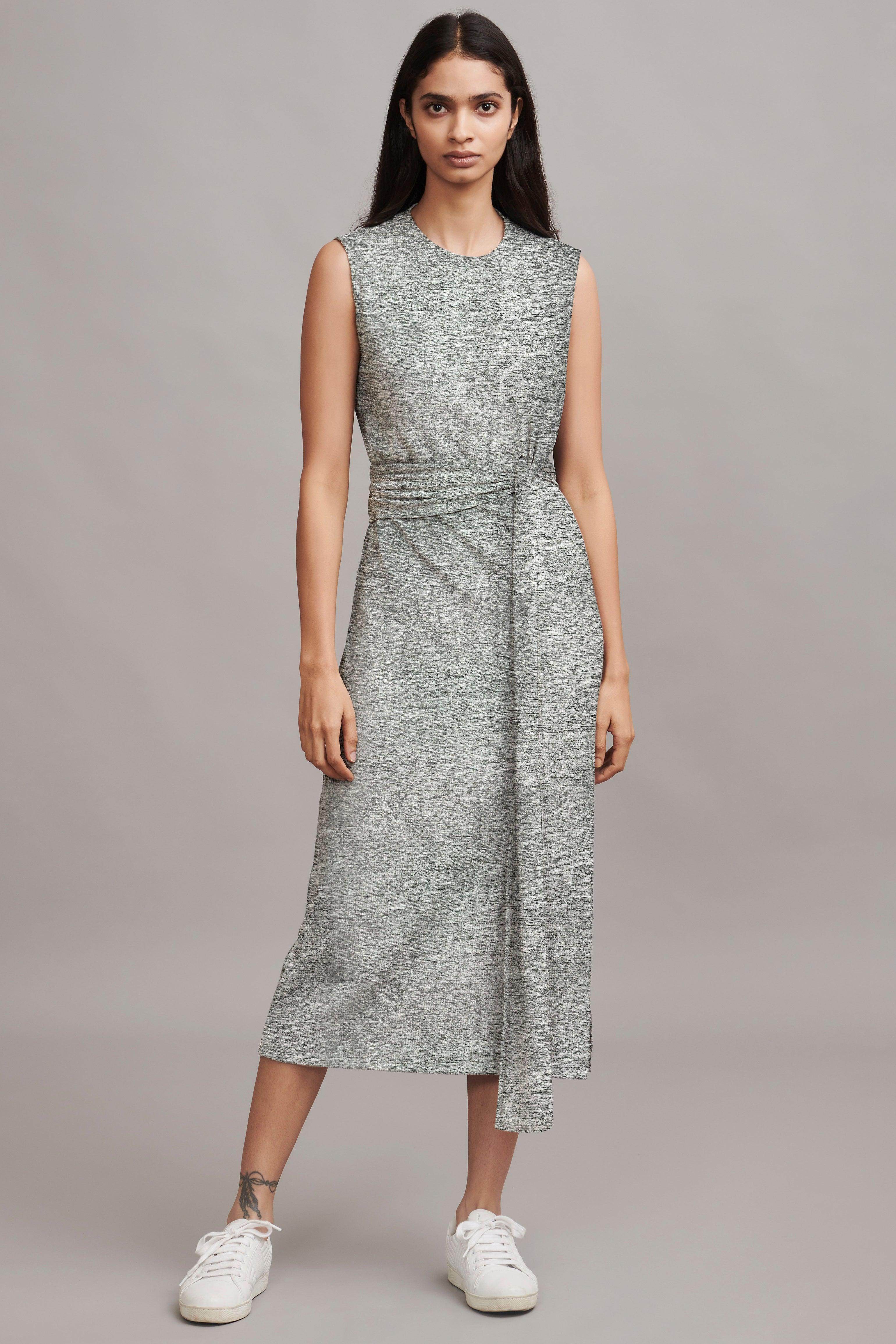 Dash and Dot - Rib Dress with Front Tie Online XL / Grey Dash and Dot - Rib Dress with Front Tie Online XL / Grey