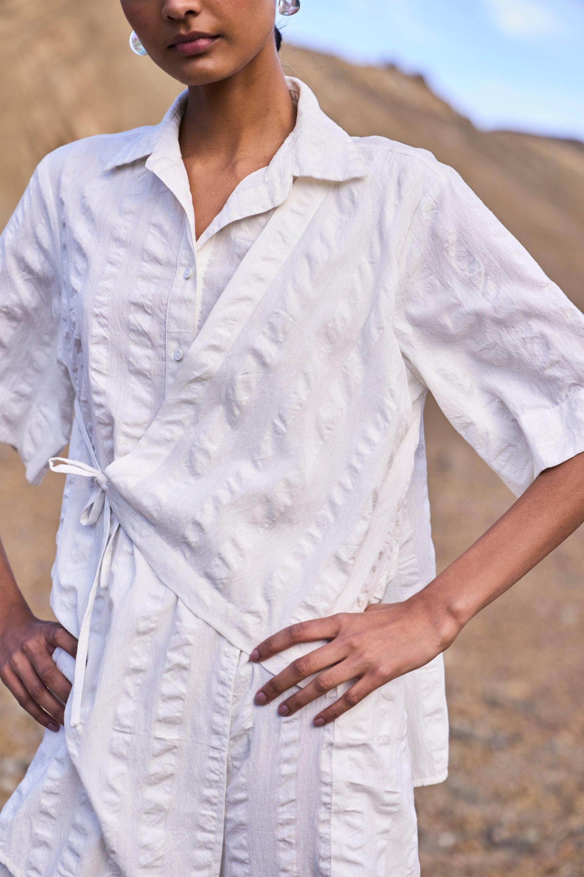 ASYMMETRIC SIDE-TIE TOP - dash and dot