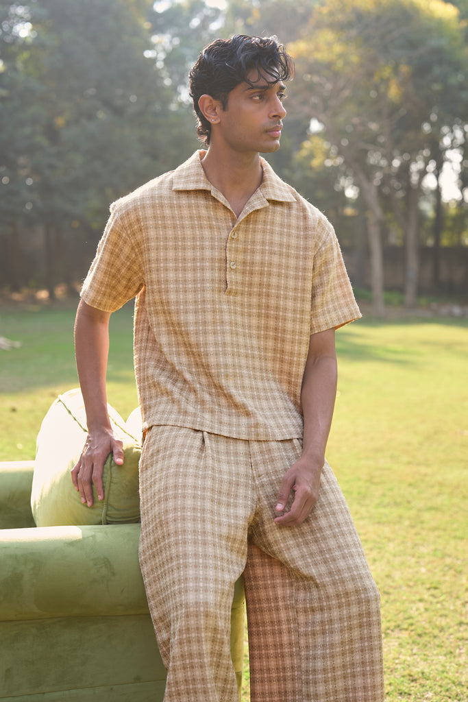 TEXTURED WEAVE POLO & PANT SET dash and dot