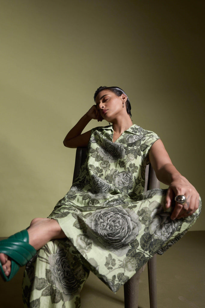 FLORAL LINEN SLEEVELESS SET - dash and dot dash and dot